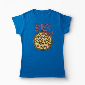 Tricou Pizza Slayer - Femei-Albastru Regal
